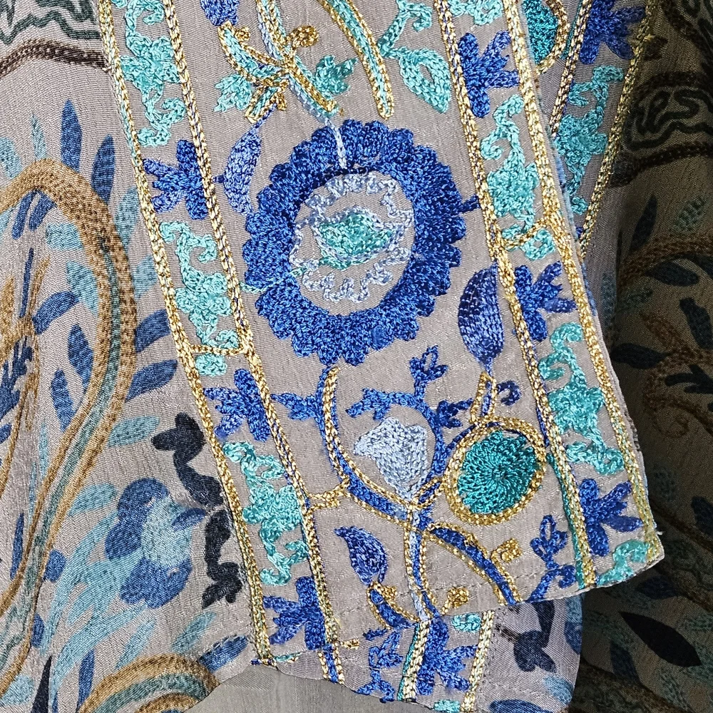 Soft Surroundings Medina Floral Jacquard Embroidered Kimono Size S M - Picture 5 of 9